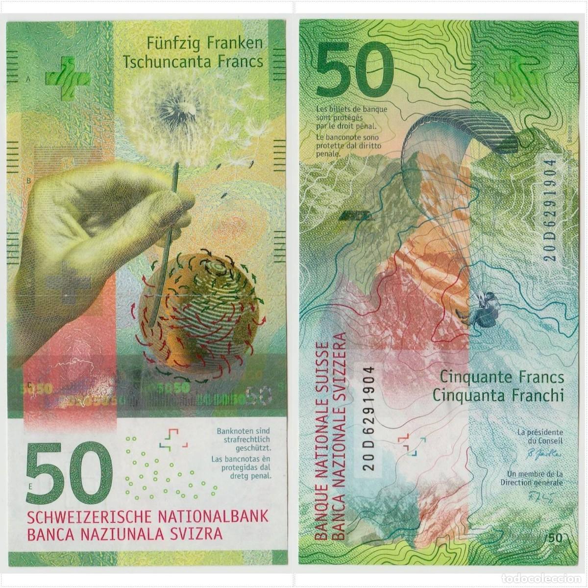 Billetes extranjeros: Suiza 50 Francos Suizos 2020 n/s 20D6291904 Circulado (el billete de la foto)