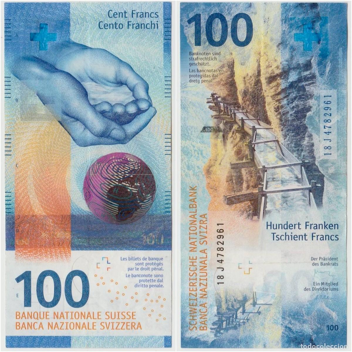 Billetes extranjeros: Suiza 100 Francos Suizos 2018 n/s 18J4782961 Circulado (el billete de la foto)