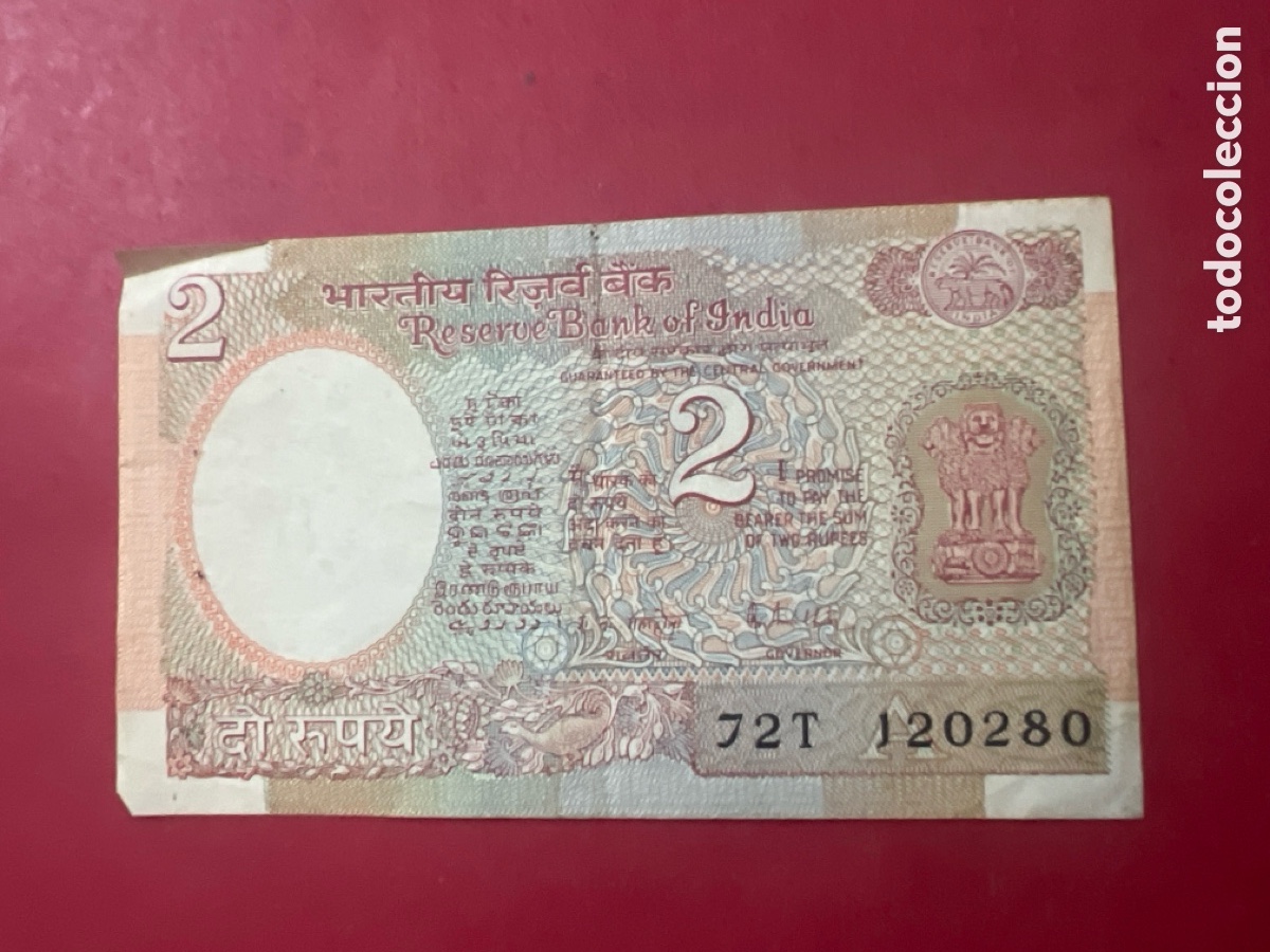 Billetes extranjeros: B272. Billete de la India de 2 rupias - Foto 1