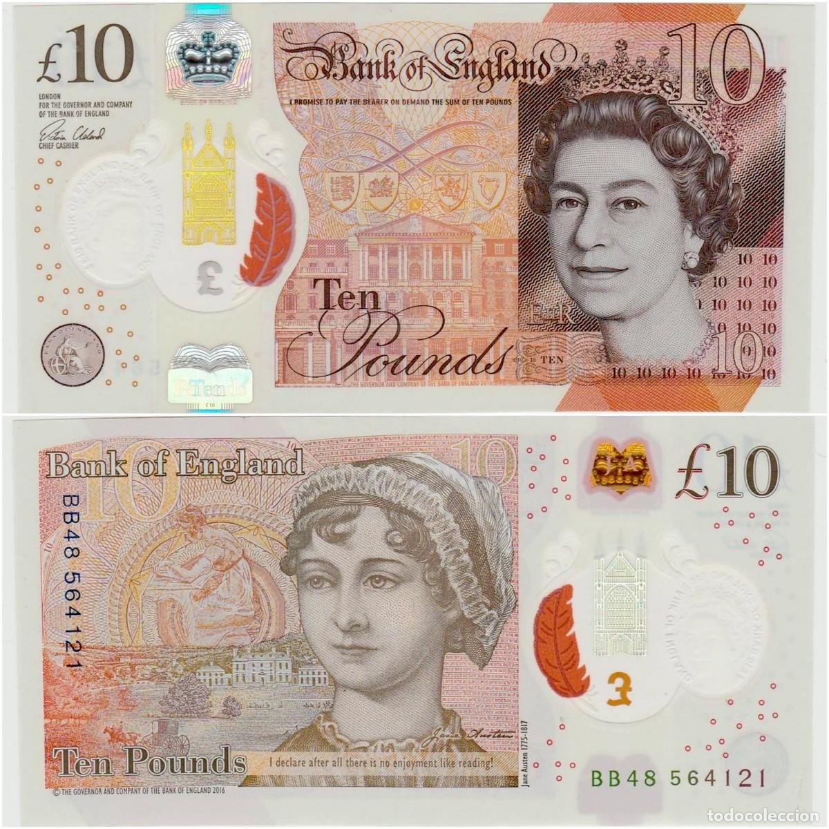 Billetes extranjeros: Gran Breta&ntilde;a 10 Libras 2016 QEII n/s BB48 564121 Pol&iacute;mero Casi Sin Circular (el billete de la foto)