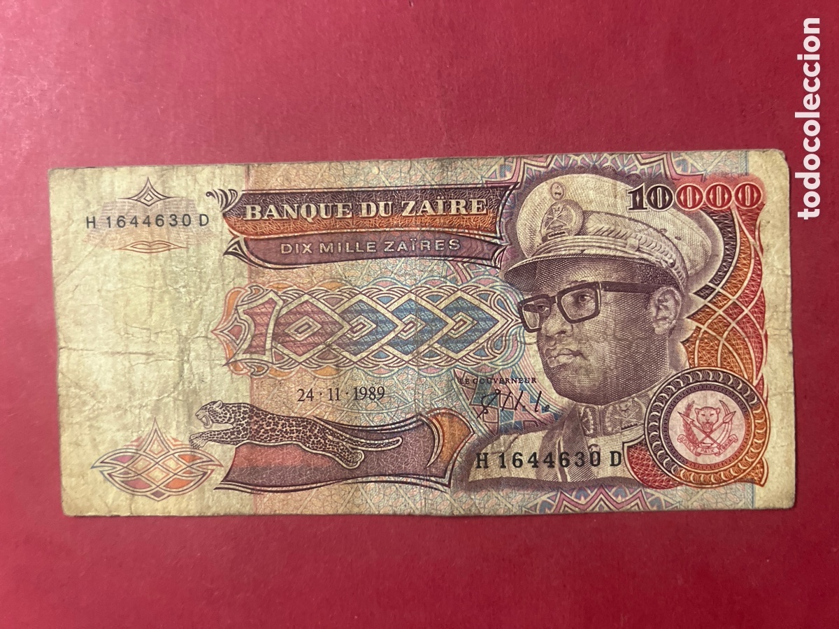 Billetes extranjeros: B251. Billete 10000 Zaires 1989. Zaire