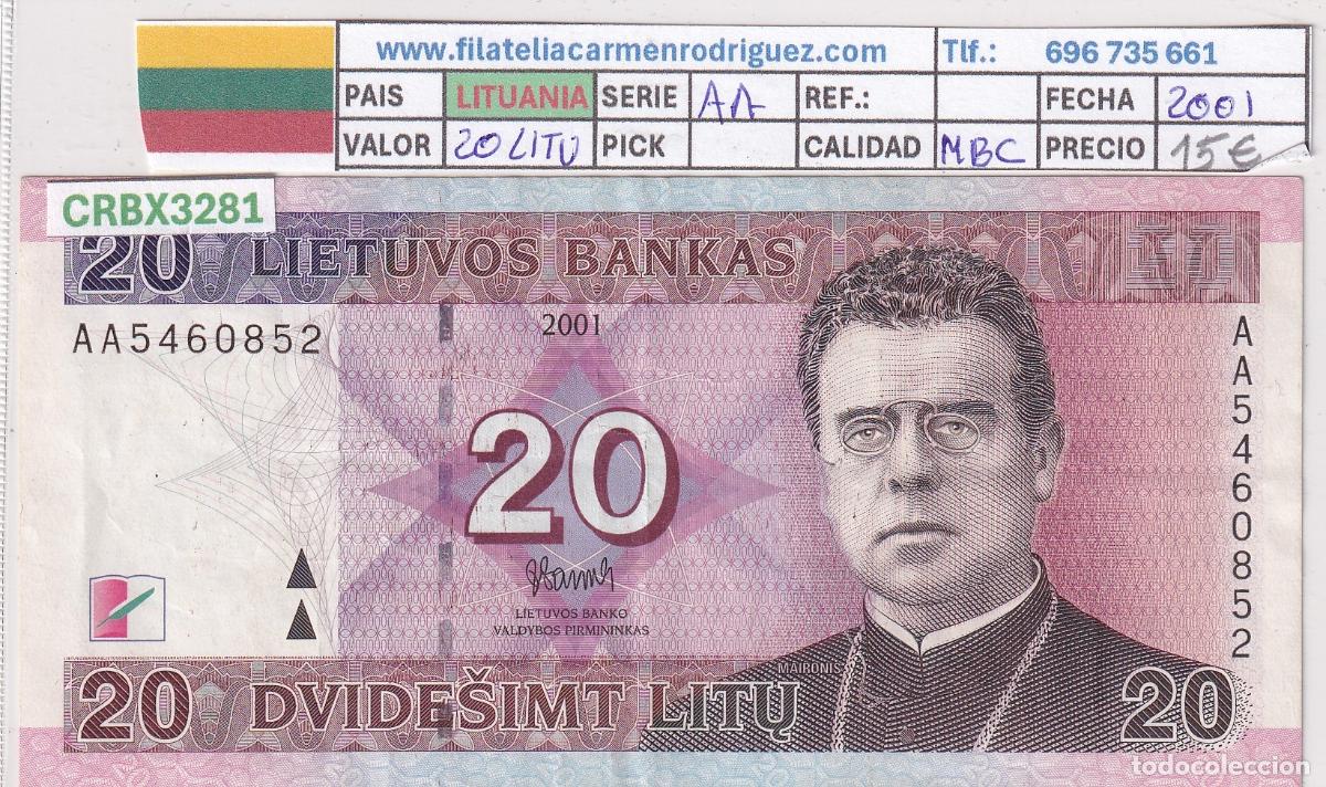Billetes extranjeros: CRBX3281 BILLETE LITUANIA 20 LITU 2001 SERIE AA MBC