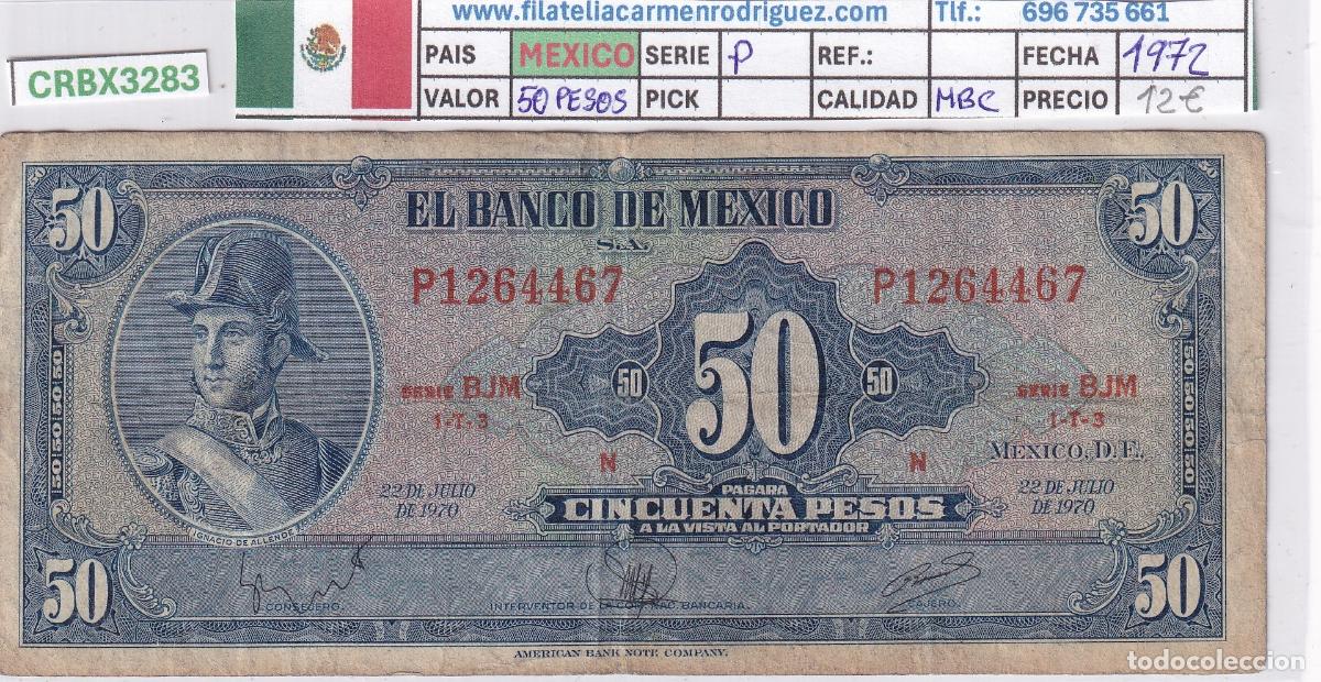 Billetes extranjeros: CRBX3283 BILLETE MEXICO 50 PESOS 1972 SERIE P MBC