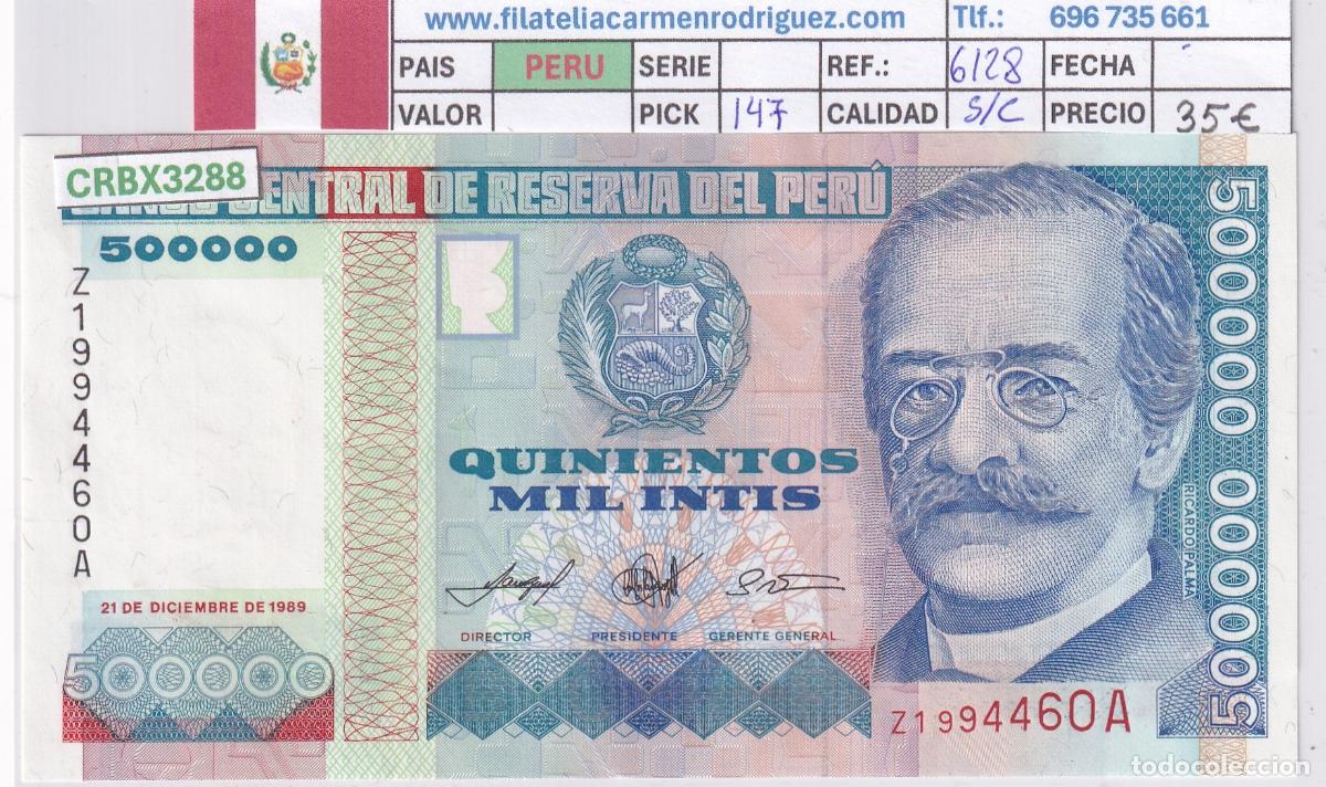 Billetes extranjeros: CRBX3288 BILLETE PERU 500000 INTIS 1989 SERIE Z P-147 SIN CIRCULAR