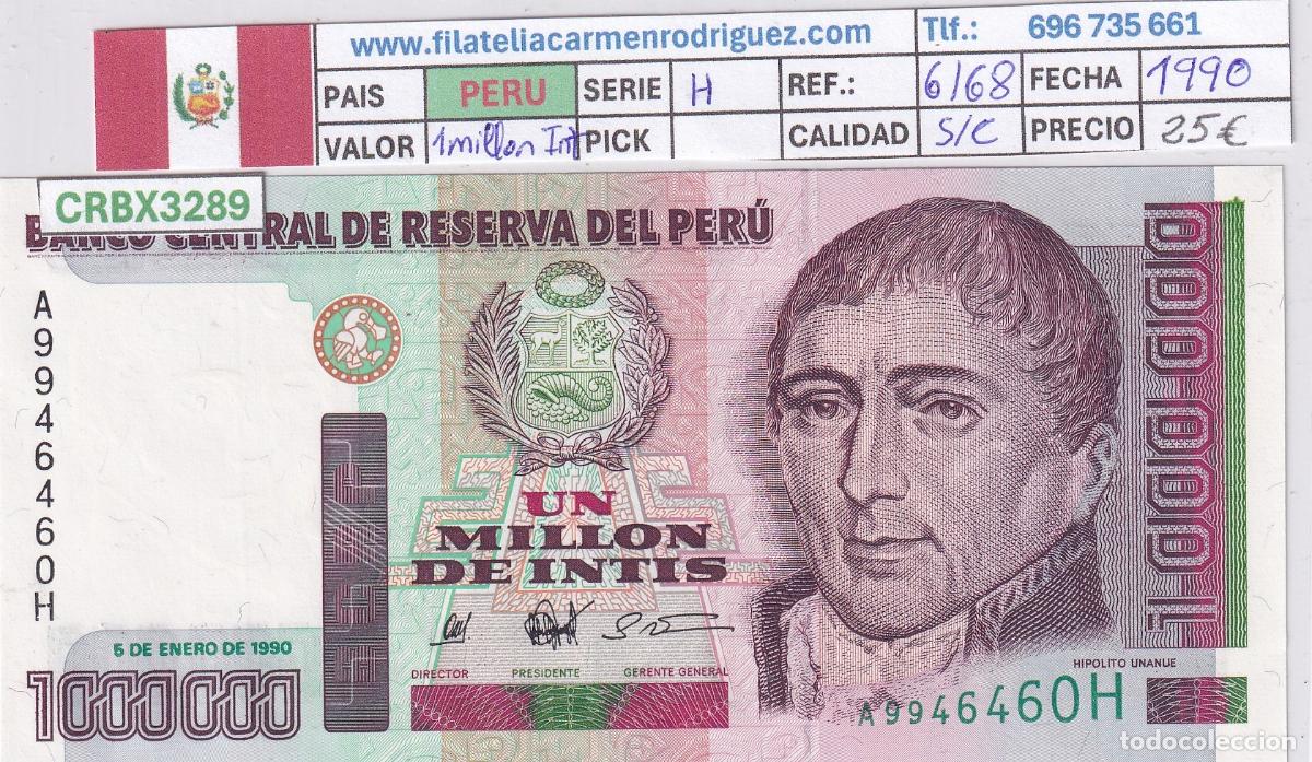 Billetes extranjeros: CRBX3289 BILLETE PERU 1000000 INTIS 1990 SERIE H SIN CIRCULAR