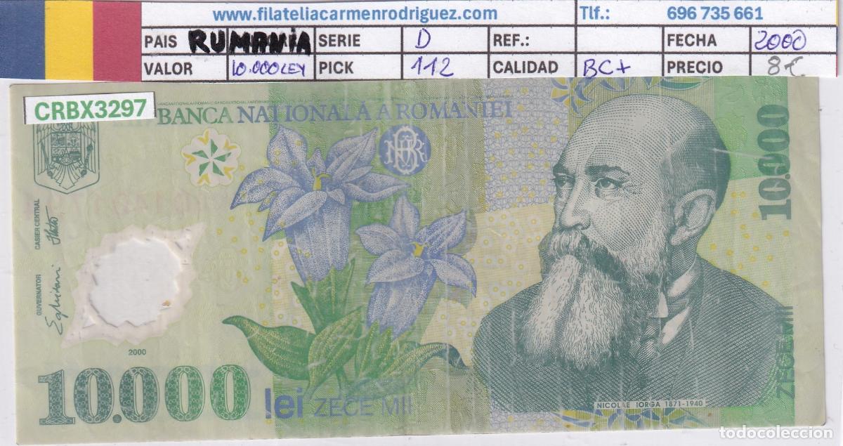 Billetes extranjeros: CRBX3297 BILLETE RUMANIA 10000 LEI 2000 SERIE D P-112 BC+