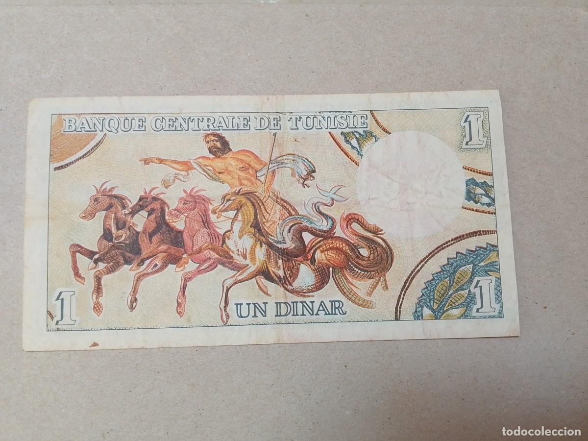 Billetes extranjeros: Billete Tunez, 1 dinar, a&ntilde;o 1965