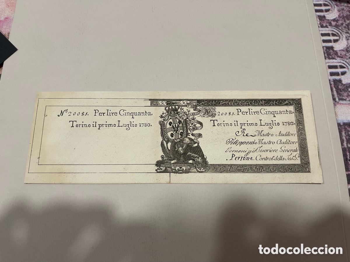 Billetes extranjeros: Billete 100 liras regie finanze torino 1780
