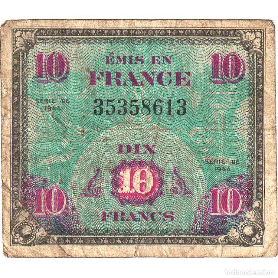 Billetes extranjeros: [#635735] Francia, 10 Francs, Flag/France, 1944, S&Eacute;RIE 1944, BC, Fayette:VF18.01, KM:116a