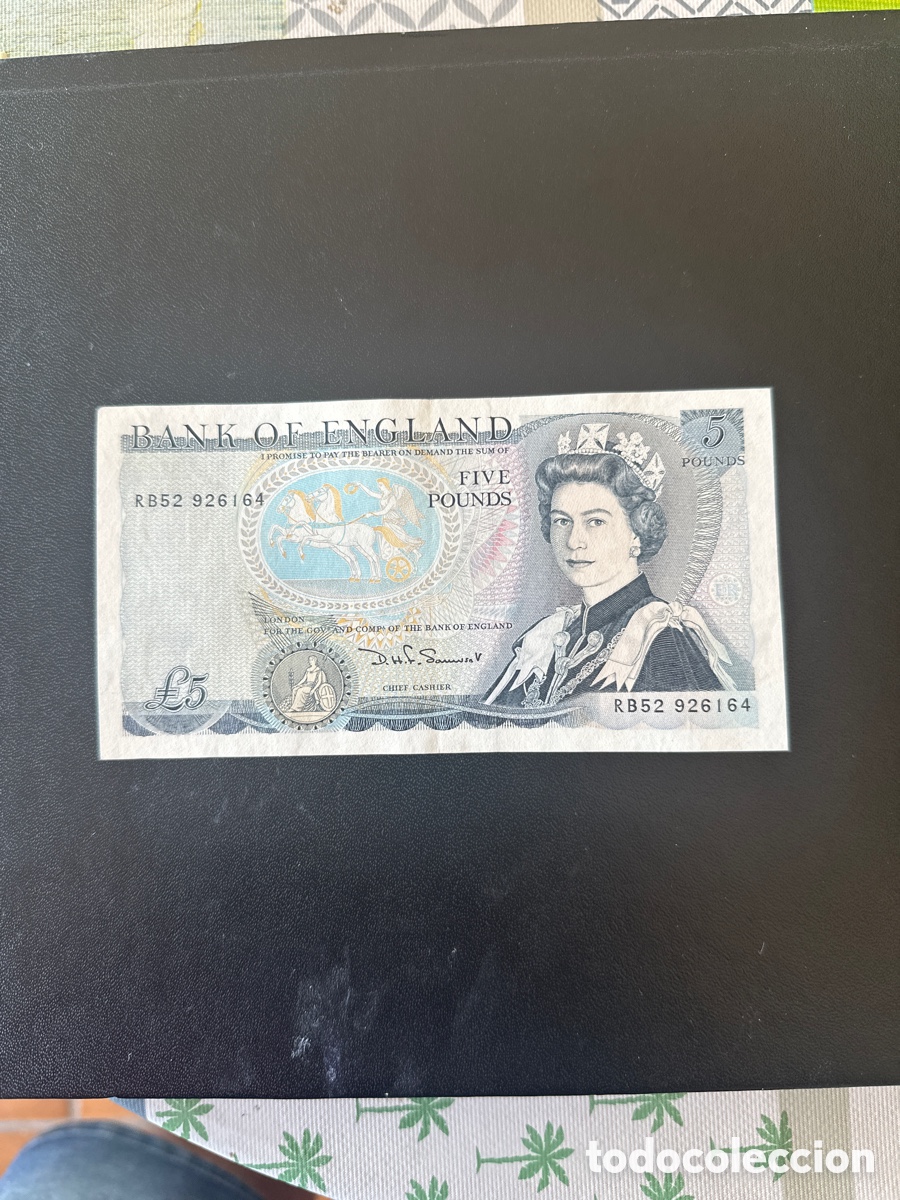 Billetes extranjeros: Billete de Inglaterra de 5 libras a&ntilde;o 1987