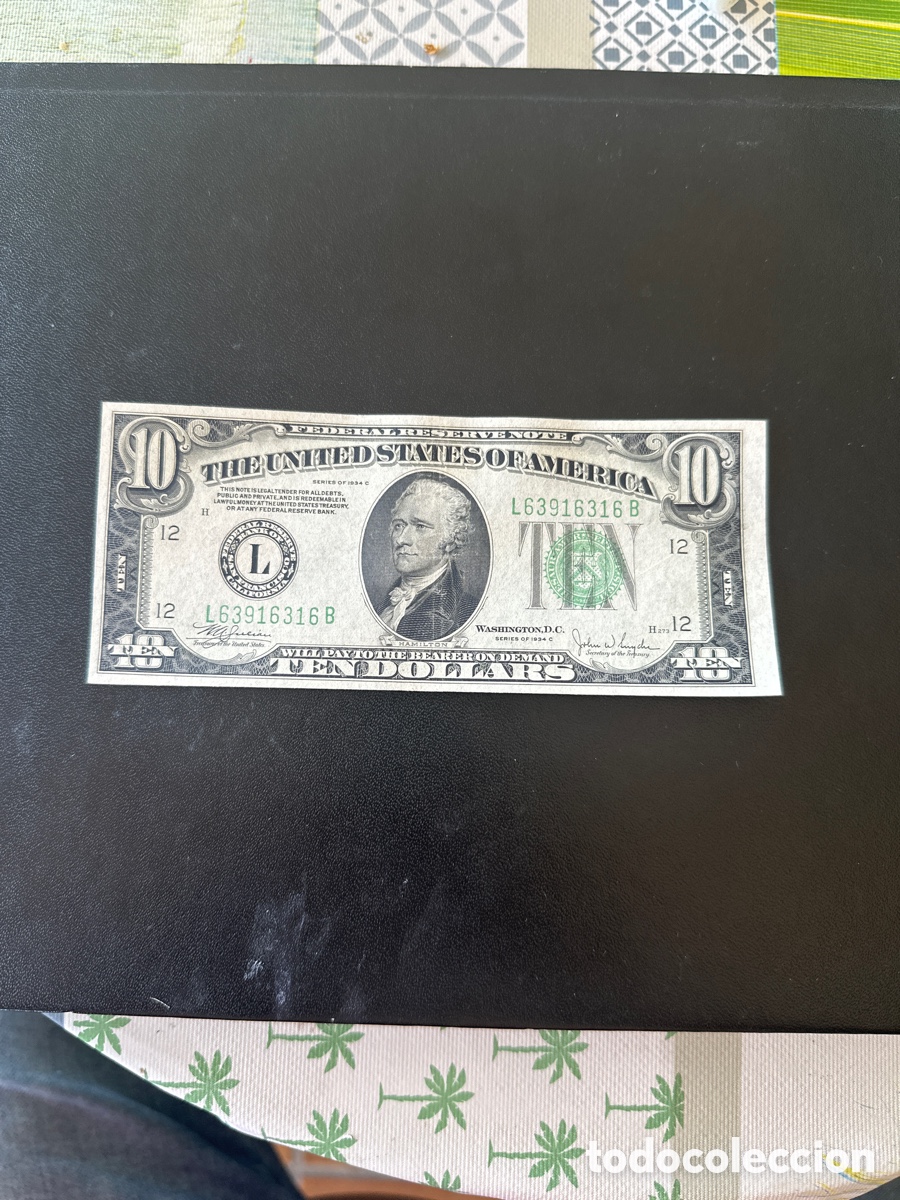 Billetes extranjeros: Billete de Estados Unidos 10 Dollars a&ntilde;o 1934, San Francisco