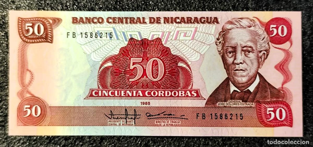 Notas Internacionais: Nicaragua &ndash; 50 C&oacute;rdobas 1985 &ndash; General Jos&eacute; Dolores Estrada &ndash; Sin Circular (UNC) &ndash; Lote 2490