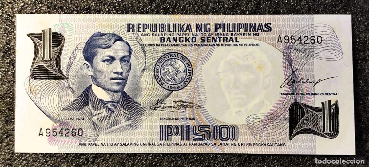 Billetes extranjeros: Filipinas &ndash; 1 Piso 1949 (ND 1969) &ndash; Jos&eacute; Rizal &ndash; Sin Circular (UNC) &ndash; Lote 2487