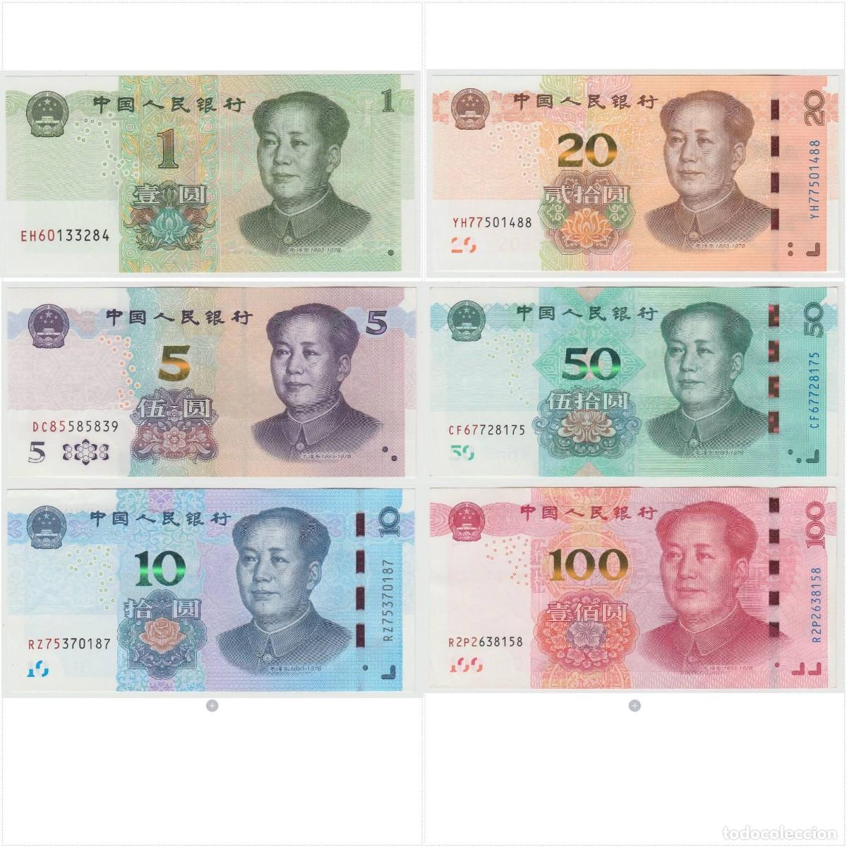 Billets internationaux: China Set 6 pcs 1 5 10 20 50 y 1000 Yuan 2015-2020 EBC a SC (los de las fotos)