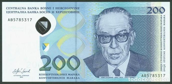 Billetes extranjeros: BOSNIA - HERZEGOVINA. 200 MARCOS (Maraka) CONVERTIBLES 2022. S/C.