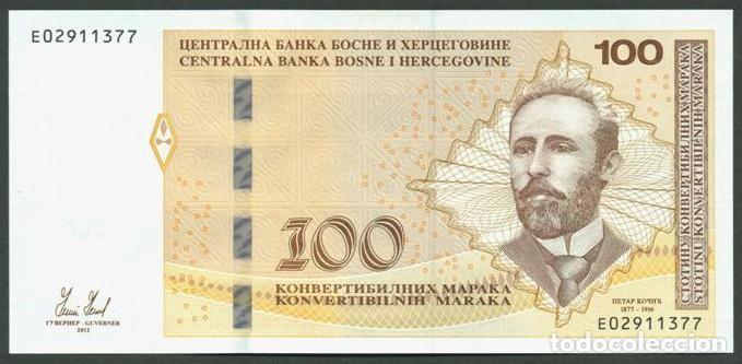 Banconote internazionali: BOSNIA. 100 MARCOS CONVERTIBLES 2012. LETRAS CIRILICAS EN EL RENGLON SUPERIOR S/C.
