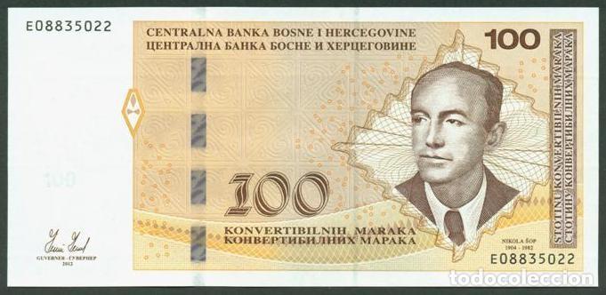 Banconote internazionali: BOSNIA. 100 MARCOS CONVERTIBLES 2012. LETRAS LATINAS EN EL RENGLON SUPERIOR S/C.