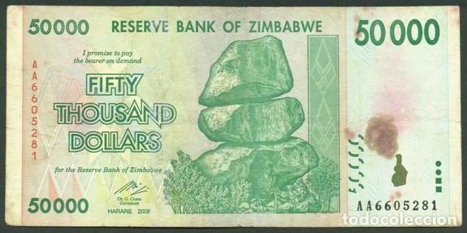 Billetes extranjeros: ZIMBABWE. 50000 $ 2008.