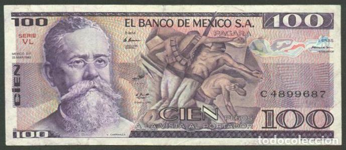 Billetes extranjeros: MEXICO. 100 pesos 25.3. 1982