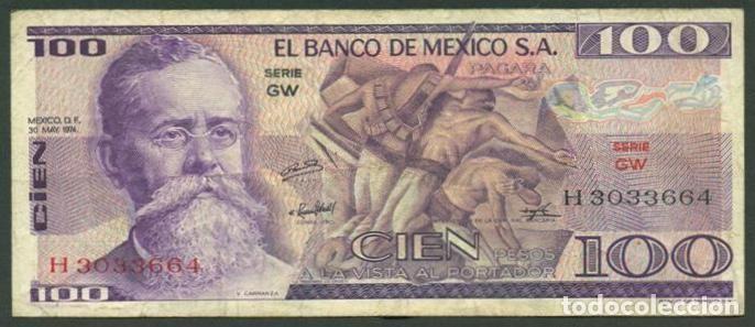 Billetes extranjeros: MEXICO. 100 pesos 30.5. 1974