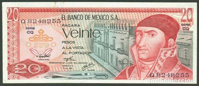 Billetes extranjeros: MEXICO. 20 pesos 8.7. 1976