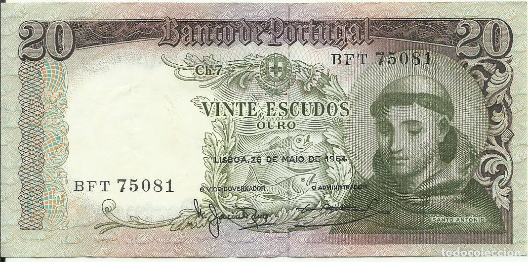 Billetes extranjeros: PORTUGAL - 20 ESCUDOS OURO - SANTO ANTONIO - 1964 - BFT75081 - FOTOS