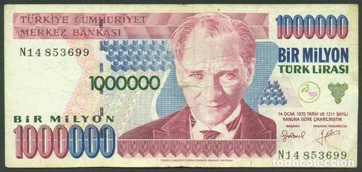 Billetes extranjeros: TURQUIA. 1000000 lira L.1970 (1995). Pick 209. Serie N.