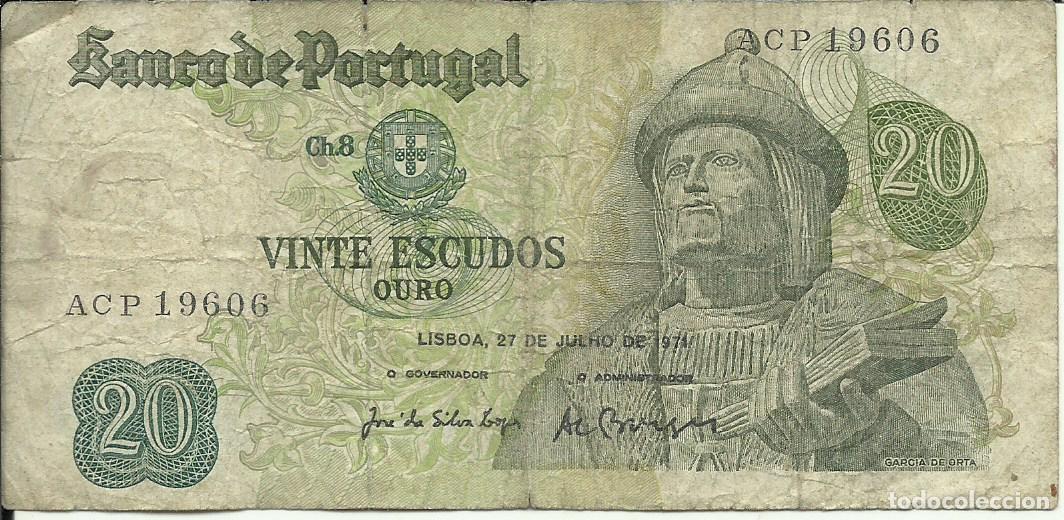 Billetes extranjeros: PORTUGAL - 20 ESCUDOS OURO - GARCIA DA ORTA - 1971 - ACP 19606 - FOTOS