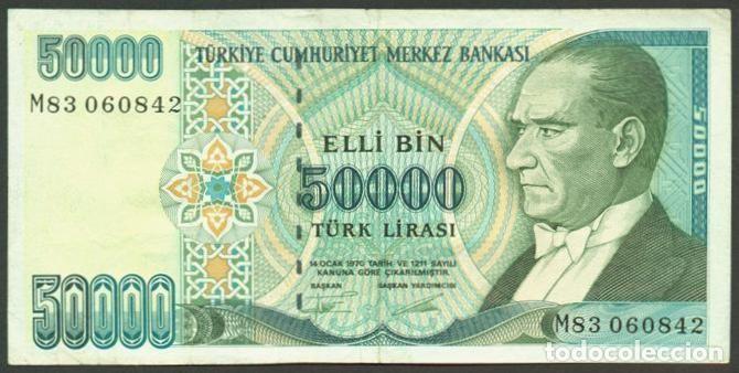 Billetes extranjeros: TURQUIA. 50000 liras L.1970 (1995). Serie M. Pick 204.