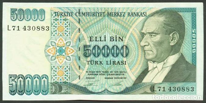 Billetes extranjeros: TURQUIA. 50000 liras L.1970 (1995). Serie L. Pick 204.