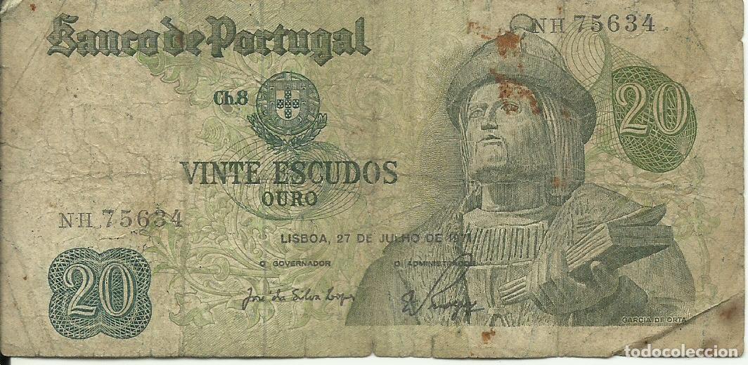 Billetes extranjeros: PORTUGAL - 20 ESCUDOS OURO - GARCIA DA ORTA - 1971 - NH 75634 - FOTOS
