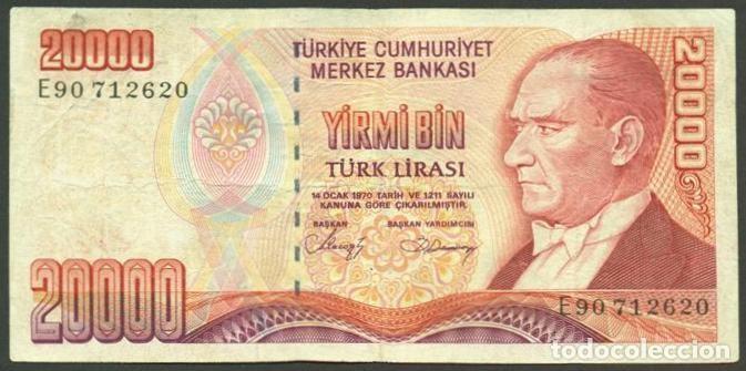 Billetes extranjeros: TURQUIA. 20000 liras L.1970 (1988). Serie E. Pick 201b.