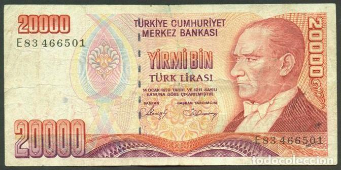 Billetes extranjeros: TURQUIA. 20000 liras L.1970 (1988). Serie E. Pick 201b.