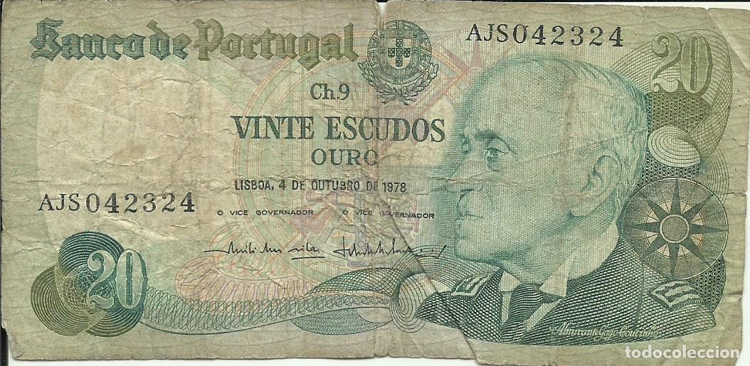 Billetes extranjeros: PORTUGAL - 20 ESCUDOS OURO - GAGO COUTINHO - 1978 - AJS 042324 - FOTOS
