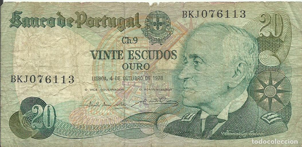 Billetes extranjeros: PORTUGAL - 20 ESCUDOS OURO - GAGO COUTINHO - 1978 - BKJ 076113 - FOTOS