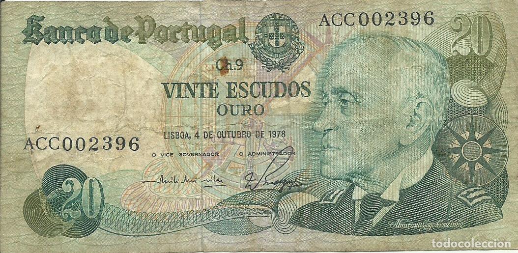 Billetes extranjeros: PORTUGAL - 20 ESCUDOS OURO - GAGO COUTINHO - 1978 - ACC 002396 - FOTOS