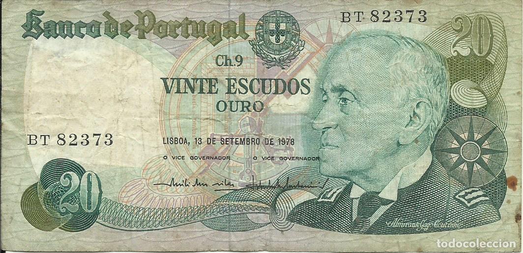 Billetes extranjeros: PORTUGAL - 20 ESCUDOS OURO - GAGO COUTINHO - 1978 - BT 82373 - FOTOS