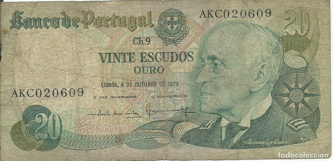 Billetes extranjeros: PORTUGAL - 20 ESCUDOS OURO - GAGO COUTINHO - 1978 - AKC 020609 - FOTOS