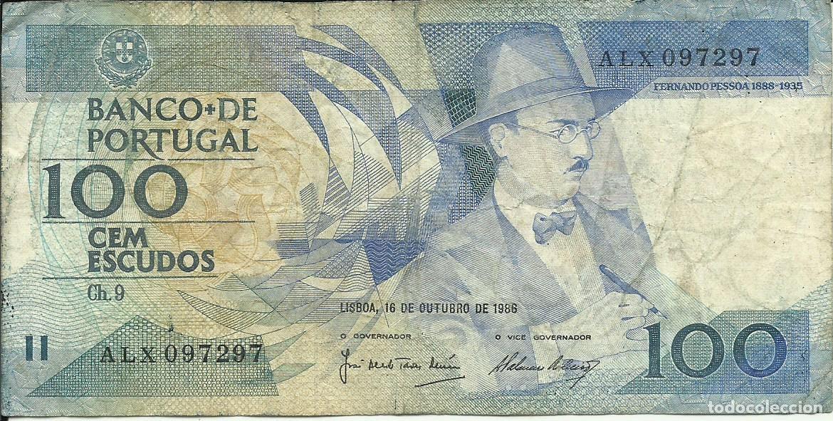 Billetes extranjeros: PORTUGAL - 100 ESCUDOS - FERNANDO PESSOA - 1986 - ALX 097297 - FOTOS
