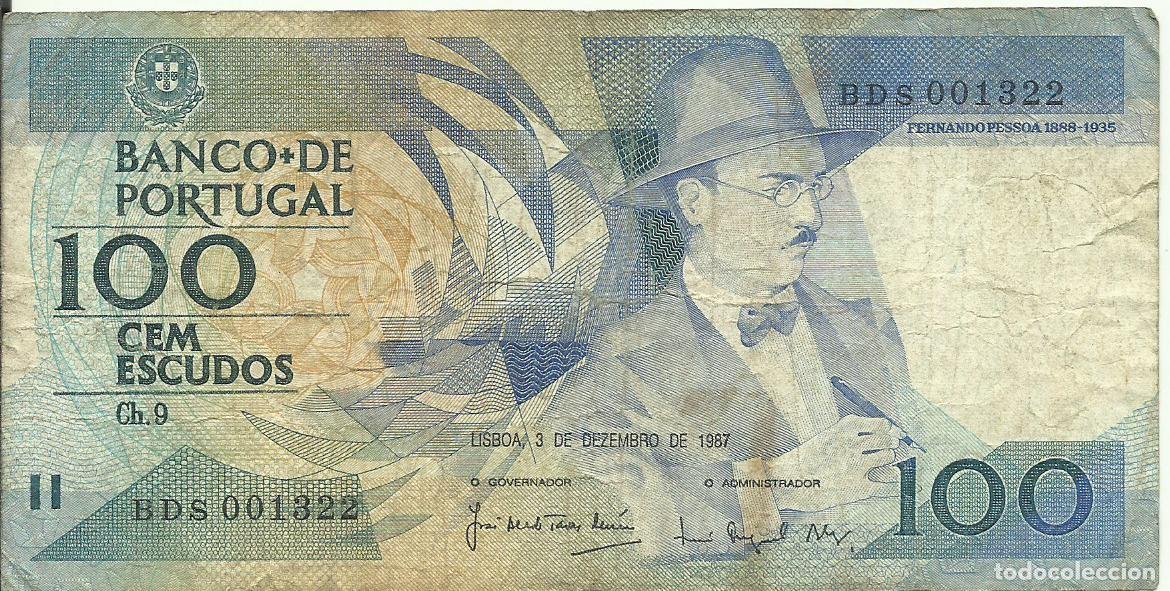 Billetes extranjeros: PORTUGAL - 100 ESCUDOS - FERNANDO PESSOA - 1987 - BDS 001322 - FOTOS