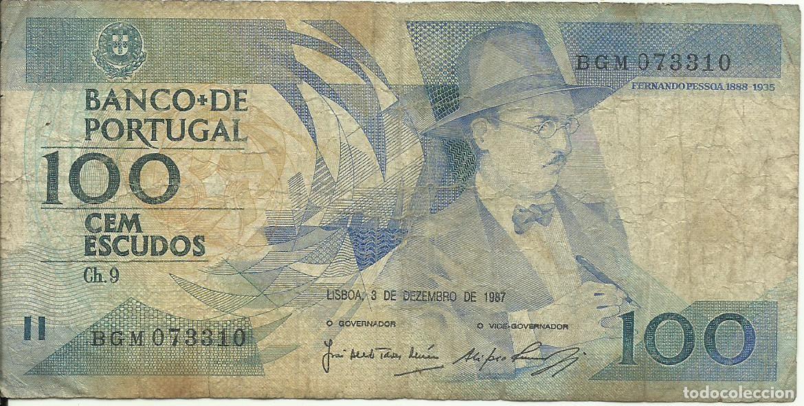 Billetes extranjeros: PORTUGAL - 100 ESCUDOS - FERNANDO PESSOA - 1987 - BGM 073310 - FOTOS