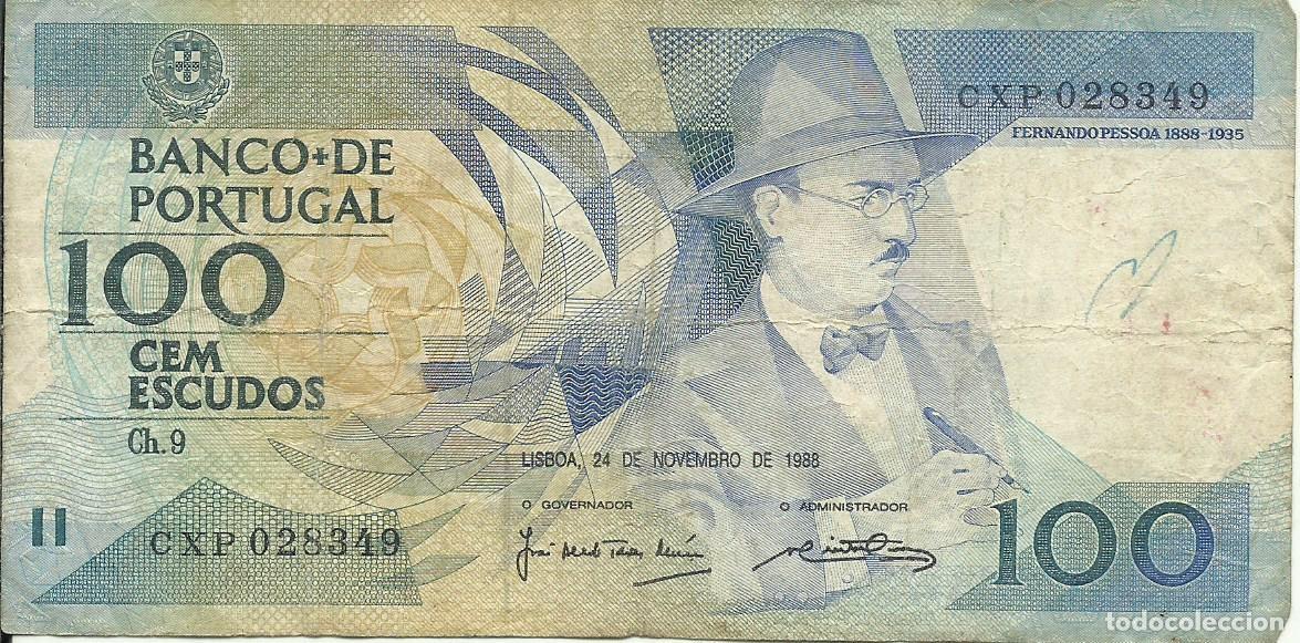 Billetes extranjeros: PORTUGAL - 100 ESCUDOS - FERNANDO PESSOA - 1988 - CXP 028349 - FOTOS