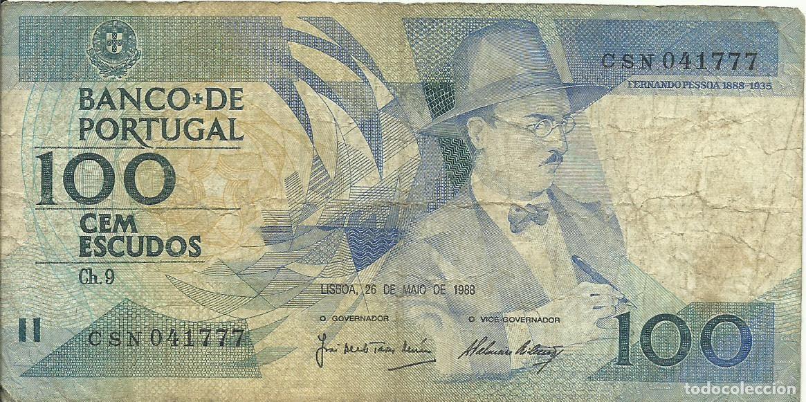 Billetes extranjeros: PORTUGAL - 100 ESCUDOS - FERNANDO PESSOA - 1988 - CSN041777 - FOTOS