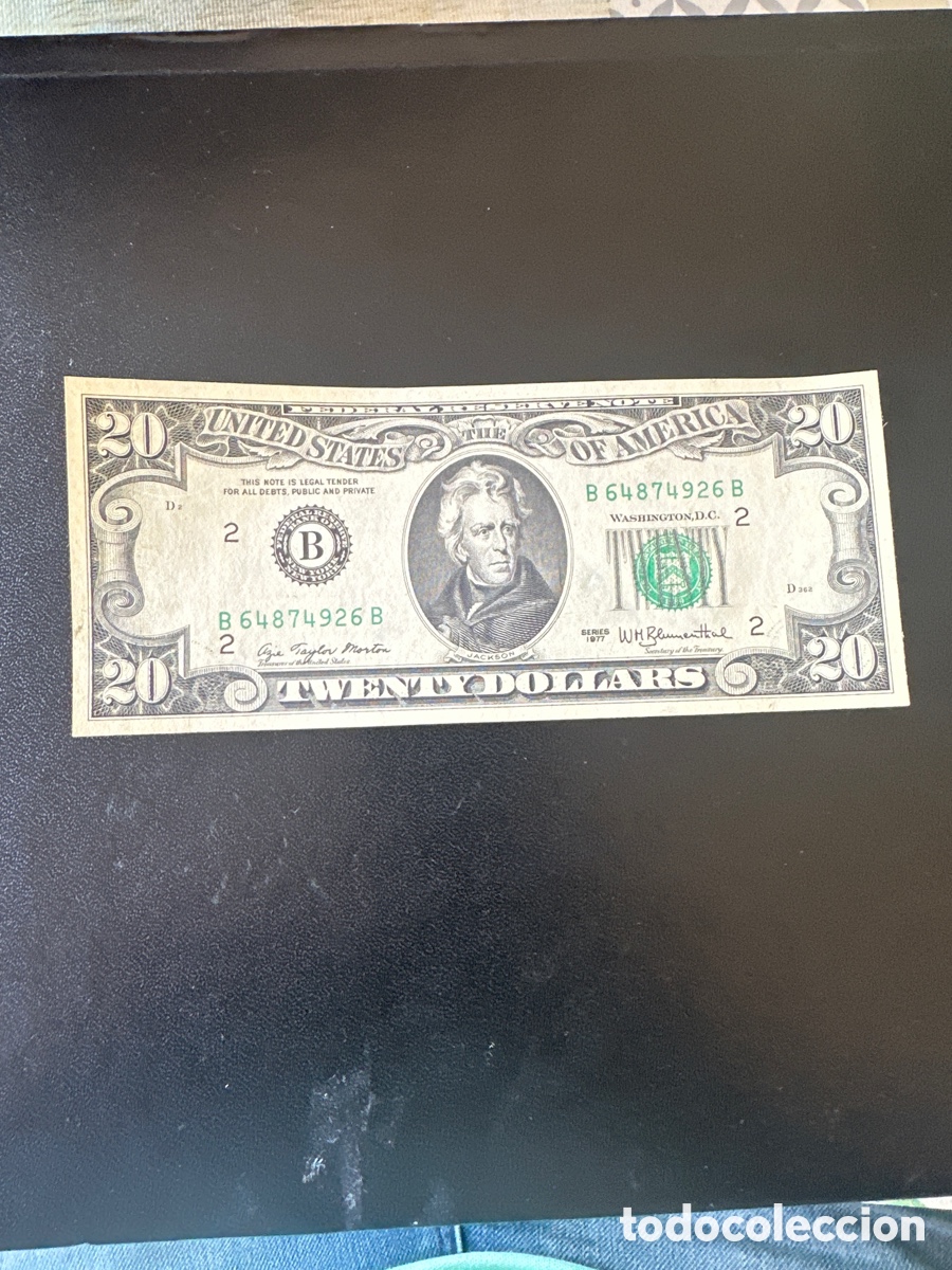 Billetes extranjeros: Billete de Estados Unidos de 20 dollars a&ntilde;o 1977, Nueva York