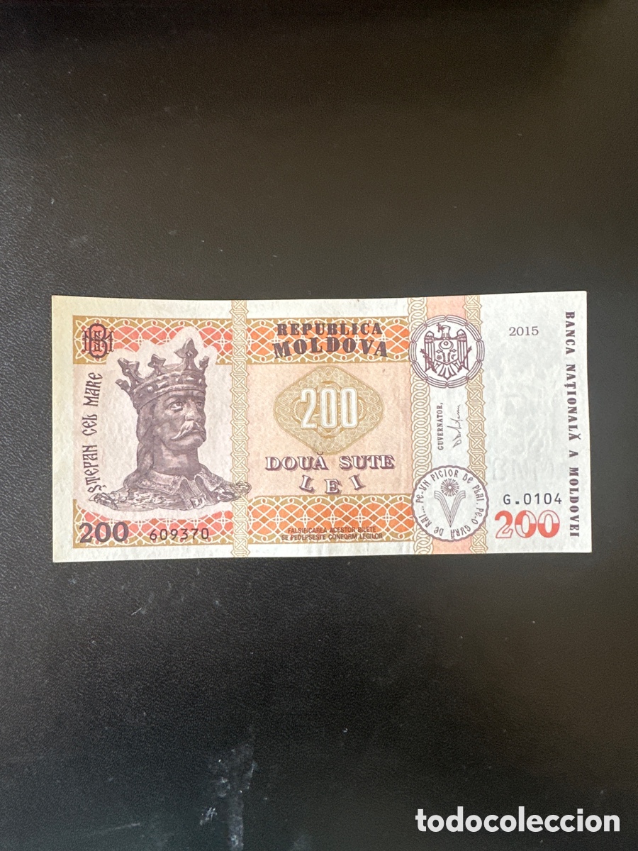 Billetes extranjeros: Billete de Moldavia de 200 le&iacute; a&ntilde;o 2015