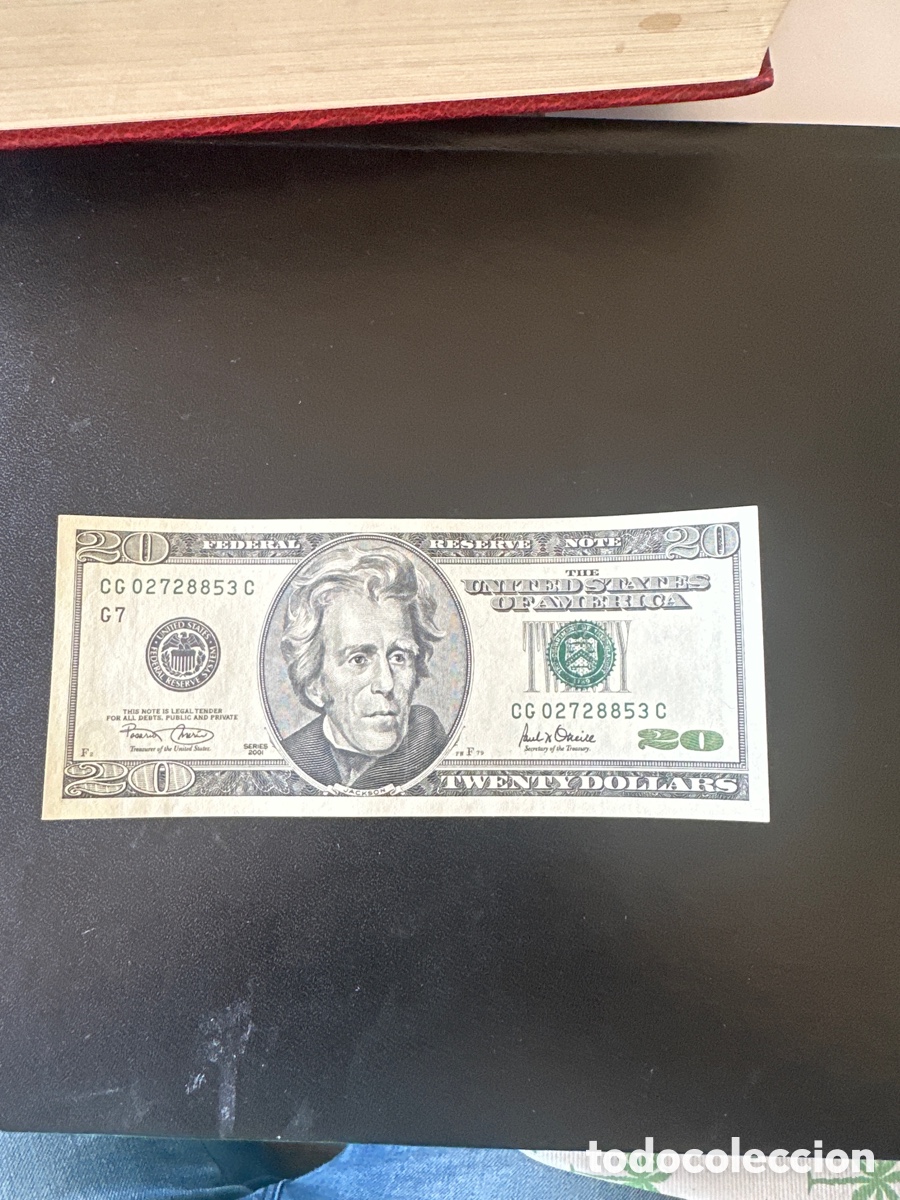 Billetes extranjeros: Billete de Estados Unidos 20 Dollars a&ntilde;o 2001 reserva federal