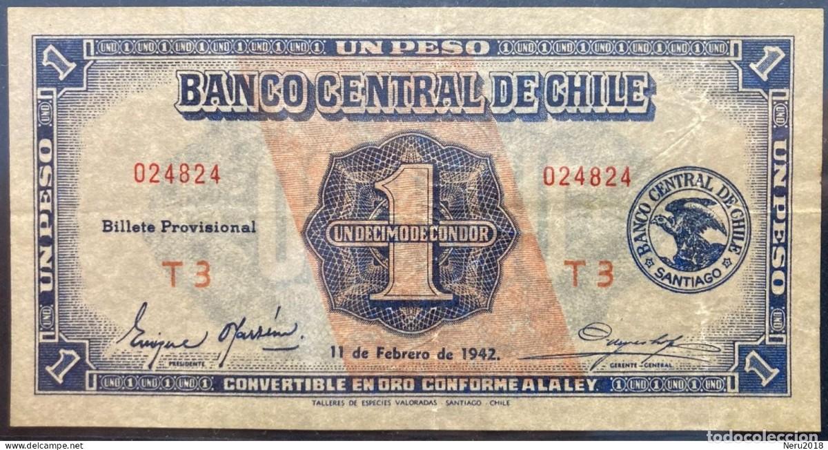 Billetes extranjeros: CHILE 1942 Pick 089 1 D&eacute;cimo de C&oacute;ndor VF