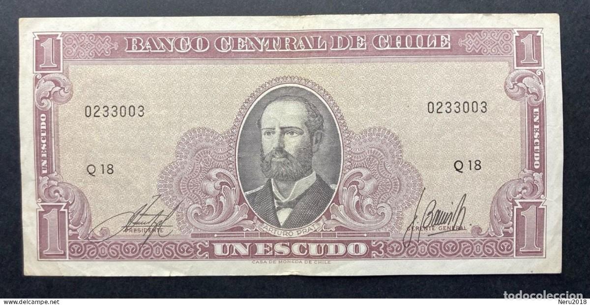 Billetes extranjeros: CHILE 1962 Pick 136 1 Escudo VF
