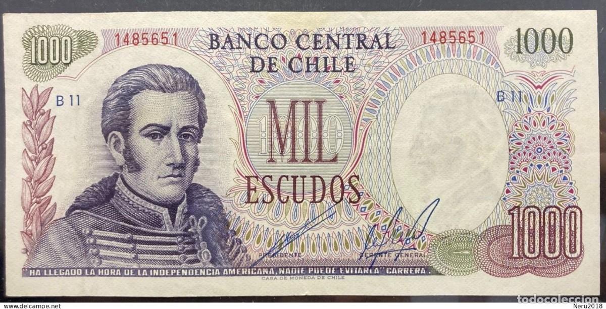 Billetes extranjeros: CHILE 1971 Pick 146 1.000 Escudos AUNC