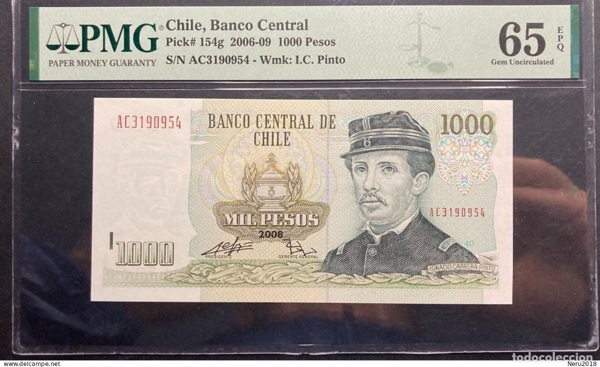 Internationale Banknoten: CHILE 2006/09 Pick 154g 1000 Pesos PMG 65 EPQ
